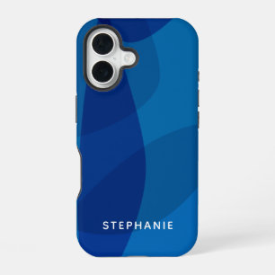 Personalized Name Vibrant Bright Modern Blue iPhone 16 Case