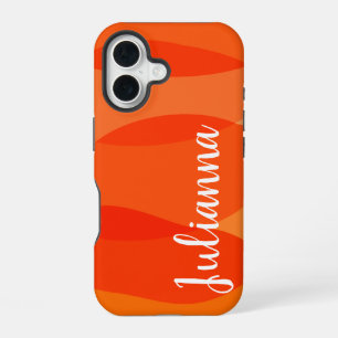 Personalized Name Vibrant Bright Red Orange iPhone 16 Case