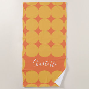 Personalized Name Vibrant Yellow Orange Favour Beach Towel
