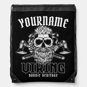 Personalized NAME Viking Nordic Warrior Heritage Drawstring Bag