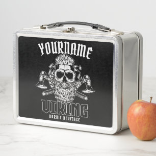 Personalized NAME Viking Nordic Warrior Heritage Metal Lunch Box