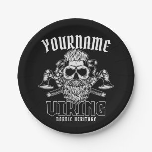 Personalized NAME Viking Nordic Warrior Heritage Paper Plate