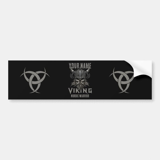Personalized NAME Viking Warrior Heritage Bumper Sticker (Front)