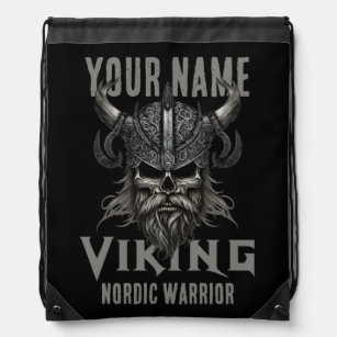 Personalized NAME Viking Warrior Heritage Drawstring Bag