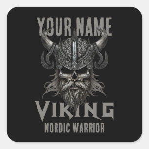 Personalized NAME Viking Warrior Heritage T-Shirt Square Sticker