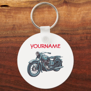 Personalized NAME Vintage Motorcycle Keychain