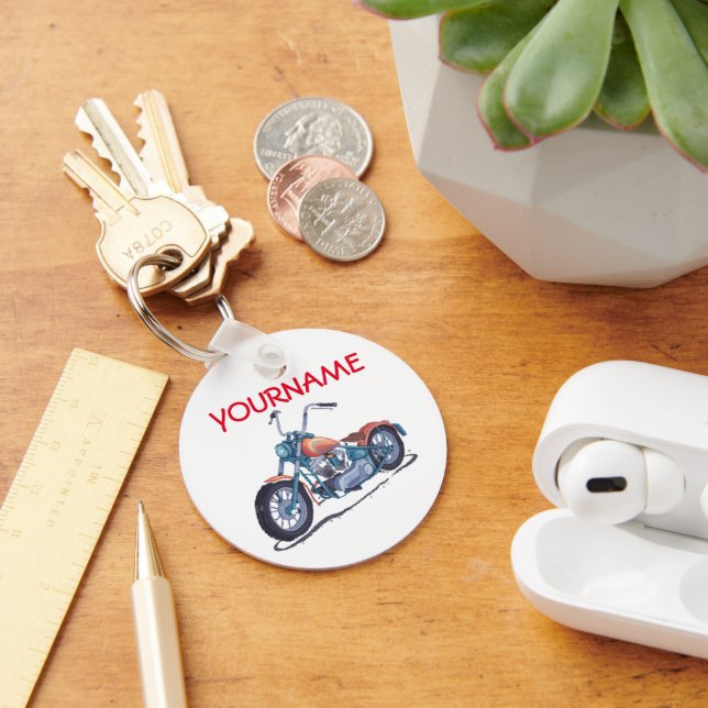 Personalized NAME Vintage Motorcycle Keychain  (Desk)