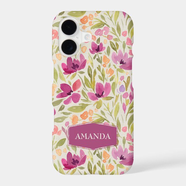 Personalized Name Violet Floral Pattern (Back)