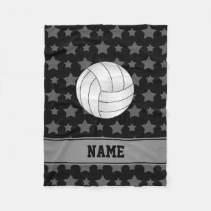 Personalized name volleyball black stars fleece blanket
