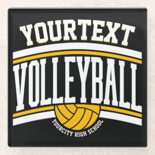Personalized NAME Volleyball Player School Team Glass Coaster