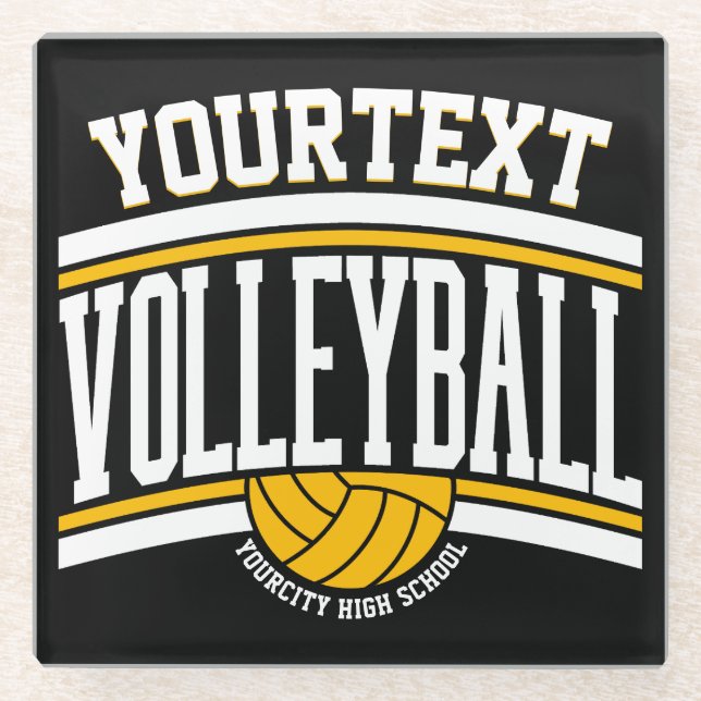 Personalized NAME Volleyball Player School Team  Glass Coaster (Front)