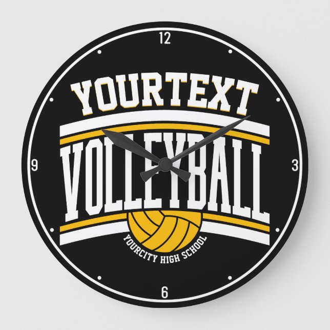 Personalized NAME Volleyball Player School Team Large Clock (Front)