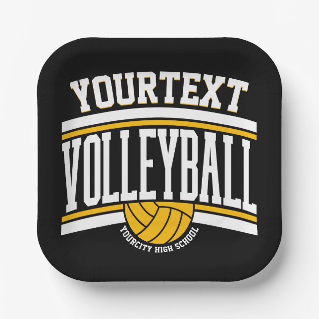 Personalized NAME Volleyball Player School Team Paper Plate (Front)