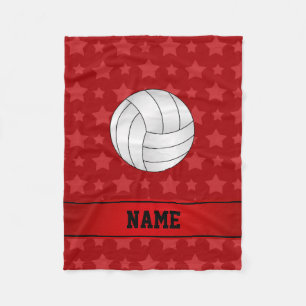 Personalized name volleyball red stars fleece blanket