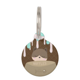 Personalized Name Waffle Cone Cat Pet Tag