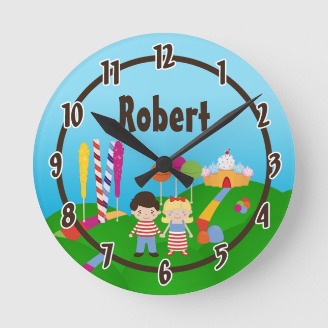Personalized Name Wall Clock Candy Land Ice Cream (Front)