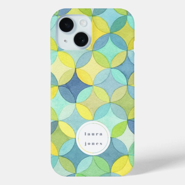 Personalized Name Watercolor Circles Pattern Case-Mate iPhone Case (Back)