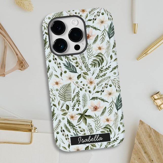 Personalized Name Watercolor Floral  Case-Mate iPhone Case (In situ)