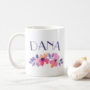 Personalized Name Watercolor Flowers Coffee Mug