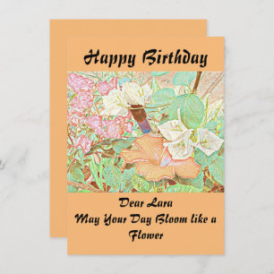Personalized Name Watercolor Peach Birthday Card