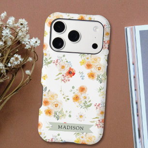 Personalized Name Watercolor Sunny Floral Pattern