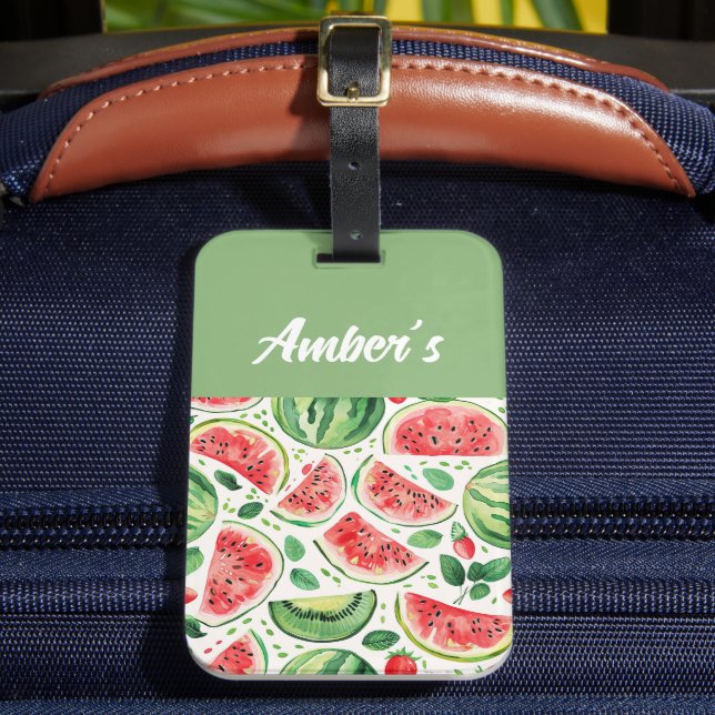 Personalized name watermelon luggage tag (Front Insitu 2)