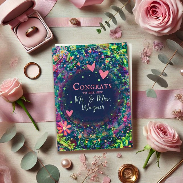 Personalized Name Wedding Modern Purple Elegant Card (Creator Uploaded)