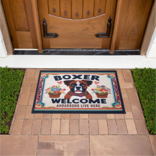 Personalized Name Welcome Boxer Dog Lover Doormat