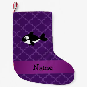 Personalized name whale purple moroccan small christmas stocking