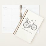 Personalized Name Whimsical Bicycle Cute Vintage Planner<br><div class="desc">Stay organized in style with this charming planner featuring a whimsical illustration of a cute bicycle in soft lavender and grey, complete with a basket of flowers. Personalize it with your name to make it uniquely yours! Perfect for keeping track of your plans or gifting to someone special, this planner...</div>