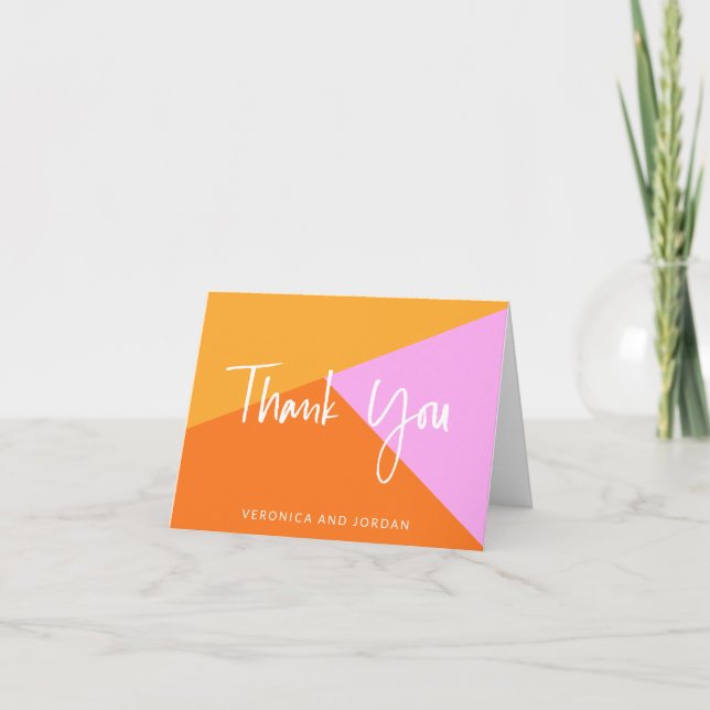 Personalized Name Whimsical Geometric Colourful Thank You Card (Front)