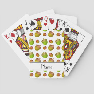 Personalized name white acorns playing cards