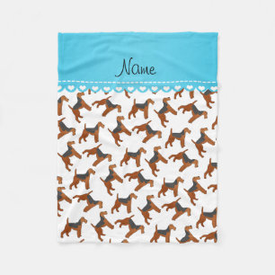 Personalized name white airedale terriers dogs fleece blanket