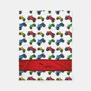 Personalized name white atv pattern fleece blanket