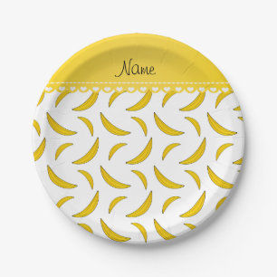 Personalized name white bananas paper plate