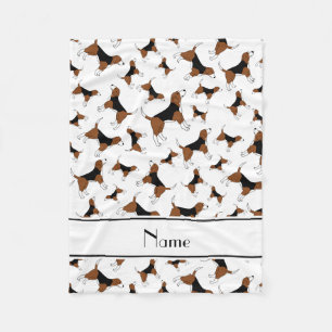 Personalized name white beagle dog pattern fleece blanket