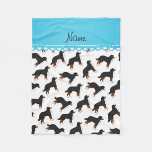 Personalized name white Bernese Mountain dogs Fleece Blanket