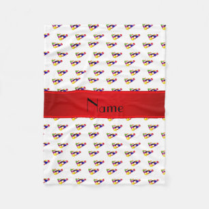 Personalized name white billiard balls red stripe fleece blanket