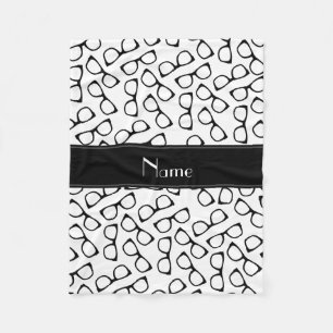 Personalized name white black glasses fleece blanket