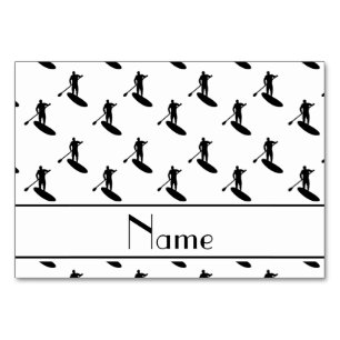 Personalized name white black paddleboarding table number