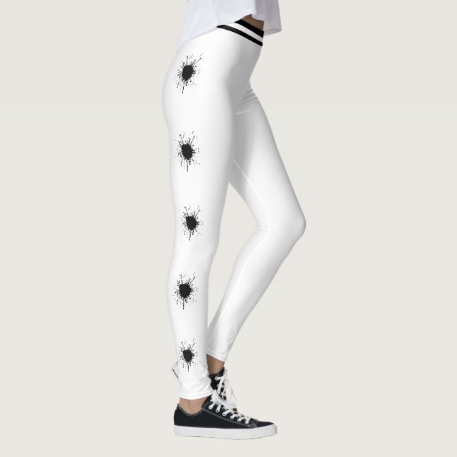 Personalized Name White Black Pattern Splash Burst Leggings (Right)