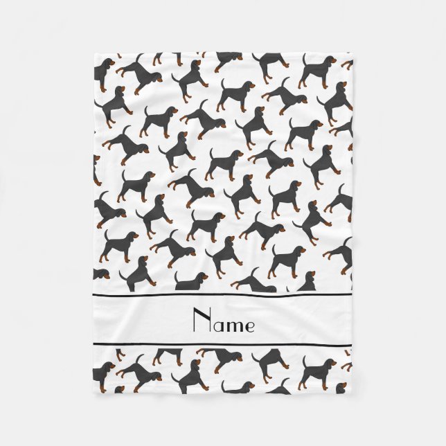 Personalized name white black tan coonhounds fleece blanket (Front)