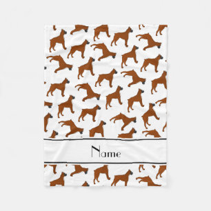Personalized name white boxer dog pattern fleece blanket