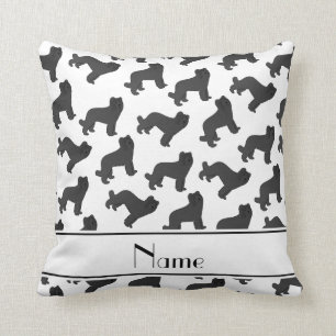 Personalized name white Briard dog Throw Pillow