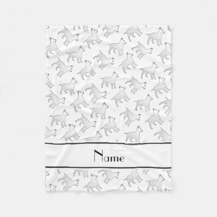 Personalized name white bull terrier dogs fleece blanket