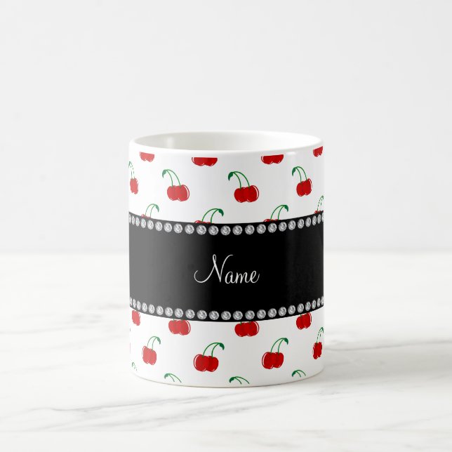 Personalized name white cherry pattern coffee mug (Center)
