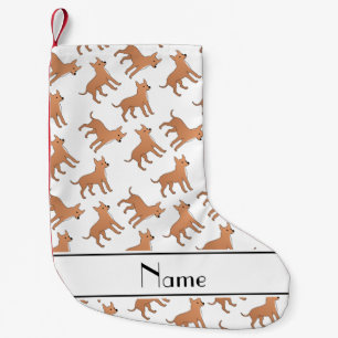 Personalized name white chihuahua dogs small christmas stocking