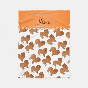 Personalized name white chow chow dogs fleece blanket