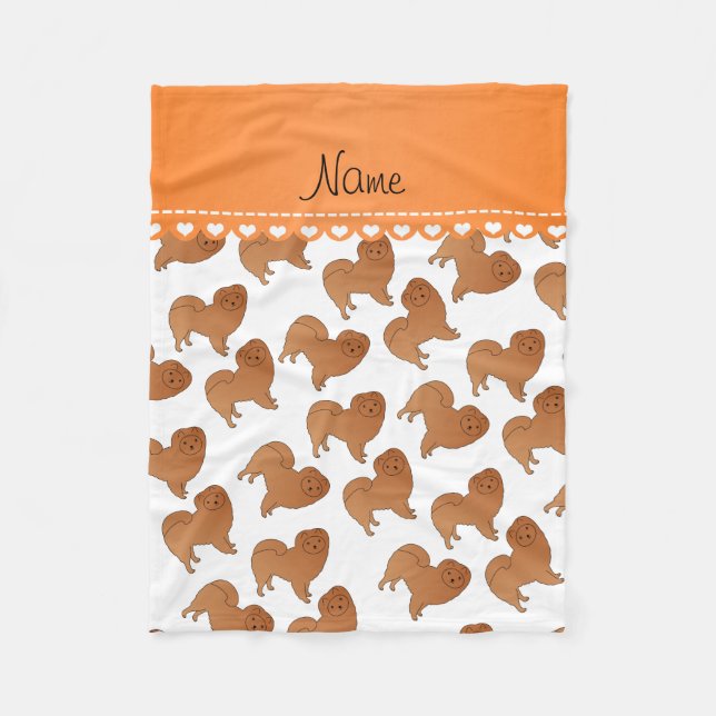 Personalized name white chow chow dogs fleece blanket (Front)