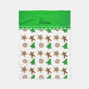 Personalized name white christmas cookies fleece blanket